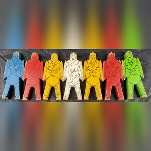 Strombecker Bill Ding VTG 1940’s 1950’s Stackable Wooden Toy Blocks - Lot of 7